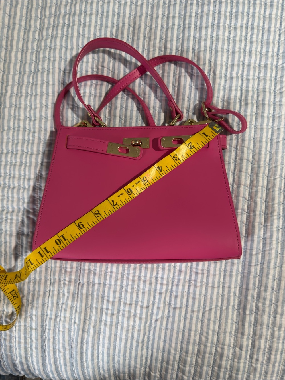 Stylish Hot Pink Leather Top-Handle Bag